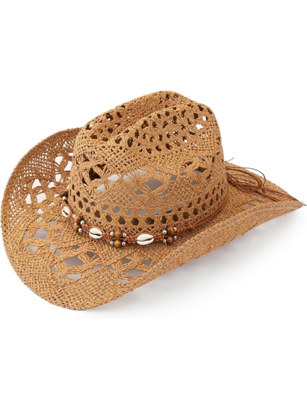 Men's Khaki Straw Adjustable Wide Brim Sun Beach Western Cowgirl Cowboy Hat